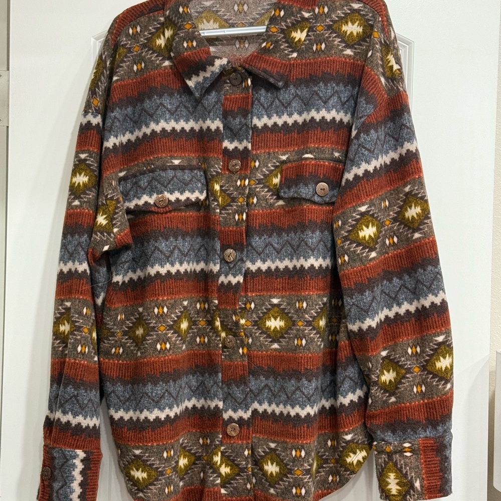 Patterned Button-Up Shirt
